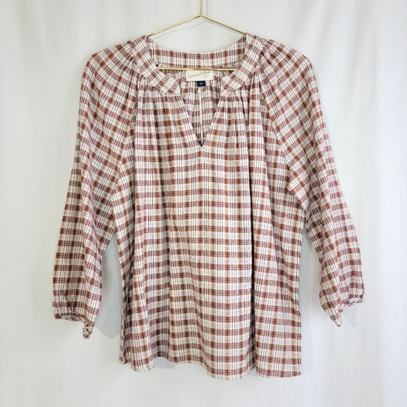 Plaid V Neck Blouse*NWT* Sz S* Universal Thread - Picture 8 of 9